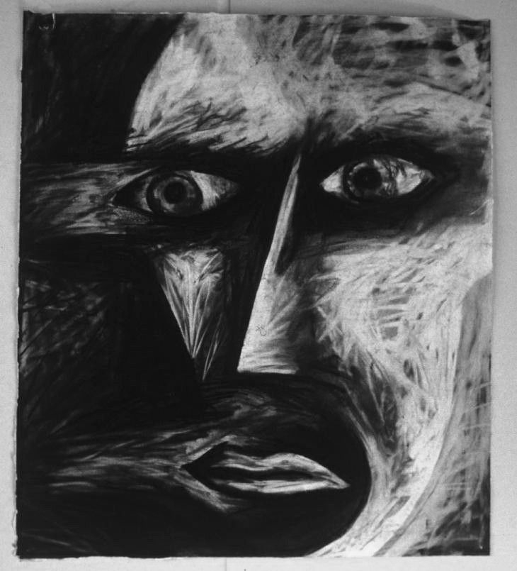 'Face' charcoal on paper, 90 x 90 cm, 1995