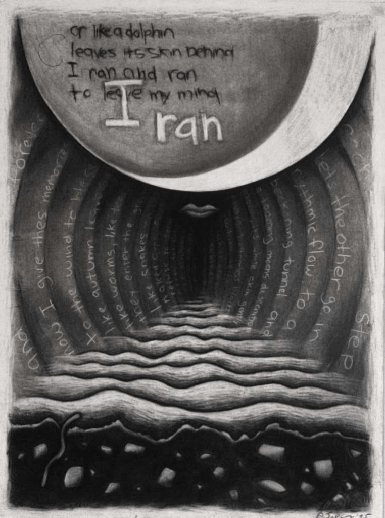 'IRan' charcoal on paper, 120 x 100 cm, 1995