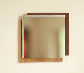 "Squared" 450mm x 450mm Diameter Mirror - Stainless steel - Wood - Clay
