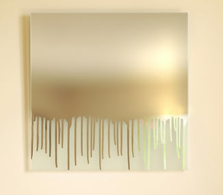 "Smelted" 600 x 580mm Diameter Sandblasted Mirror