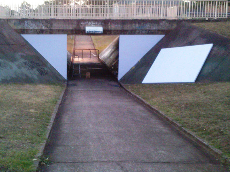 screen construction- Underpass multi-media installation. ‘Funpark’ Sydney Festival. 2014