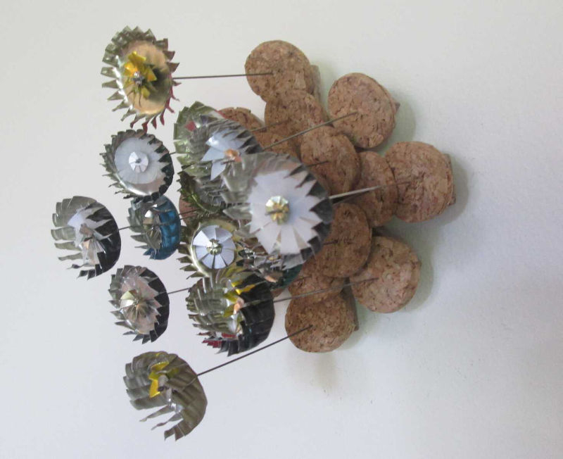 'untitled' repurposed bottle tops, corks, wire, glue, approx 150 x 150mm